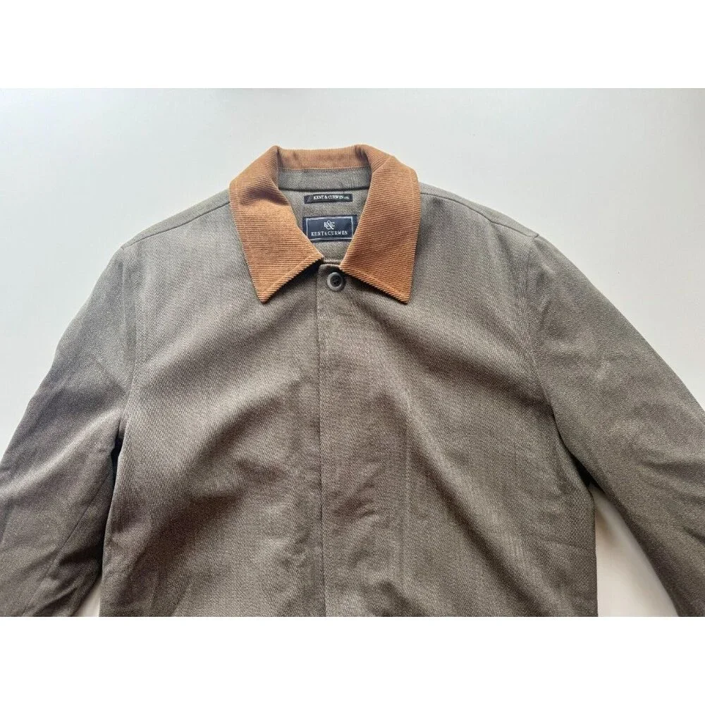 Men's KENT & CURWEN Loro Pia Green Wool Quilted Barn Coat Jacket, Size M - Picture 4 of 16